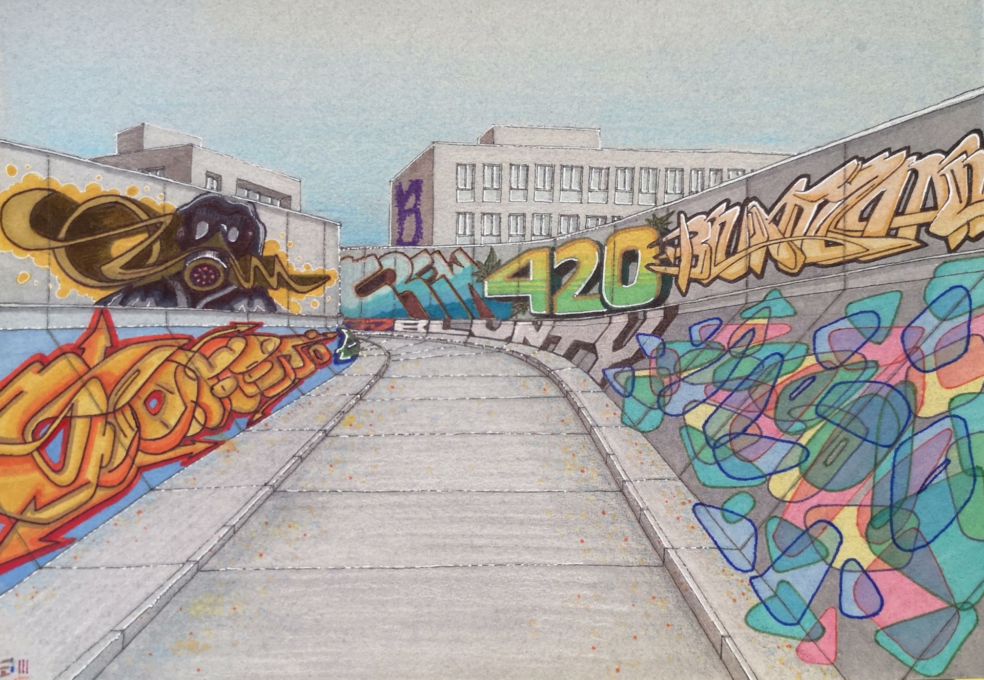 Winning artwork of a graffiti-filled underground passage created during lockdowns for Montana Cans StayAtHome Battle.