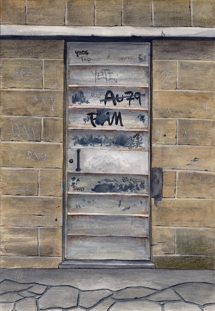 Old Door, Nicosia Watercolor Painting, 18x26cm