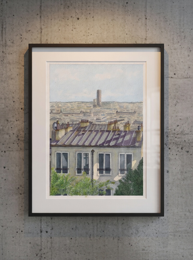 View from Montmartre, Paris Watercolor Painting 23x31cm
