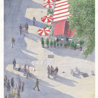 View from top of Pompidou, Paris (Original A3 Watercolor Painting)