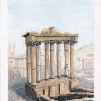 Pillars, Rome Watercolor Pastels Painting, 2025 Size: Arches Fine Grain 9.5x14cm 300gsm Mediums Used: Rotring 800 Mechanical Pencil + Caran d'Ache Neocolor ii Water Soluble Wax Pastels Signed Original Artwork with Certificate of Authenticity. (Without Frame)
