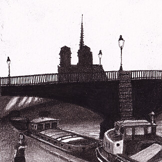 Notre Dame, Paris Charcoal Painting 10.5x15cm
