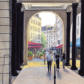 Rue Ste-Opportune, Paris Watercolor Painting 18x26cm