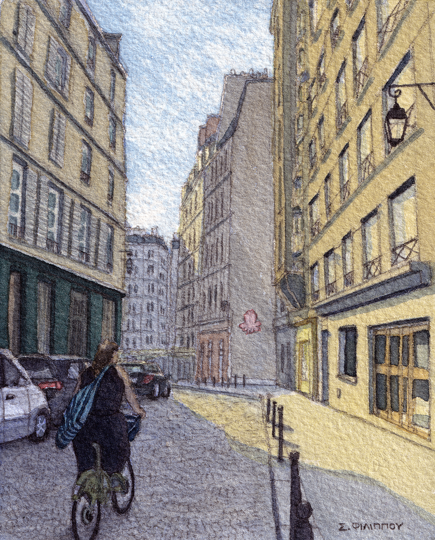 Rue des Fosses Saint-Jacques, Paris Watercolor Painting 10x12.5cm