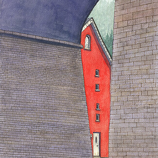 Under the Bridge, Luxembourg Watercolor Painting 23x31cm