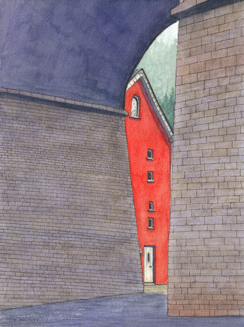 Under the Bridge, Luxembourg Watercolor Painting 23x31cm